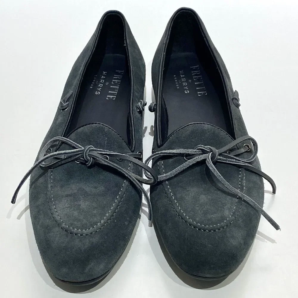 Frette By Harrys London EU 40, US 9 Gray Suede Shoes Drivers Loafer Apron Toe